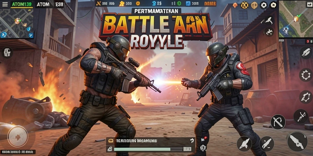 Screenshot ATOM138 menampilkan intensnya pertempuran Battle Royale.