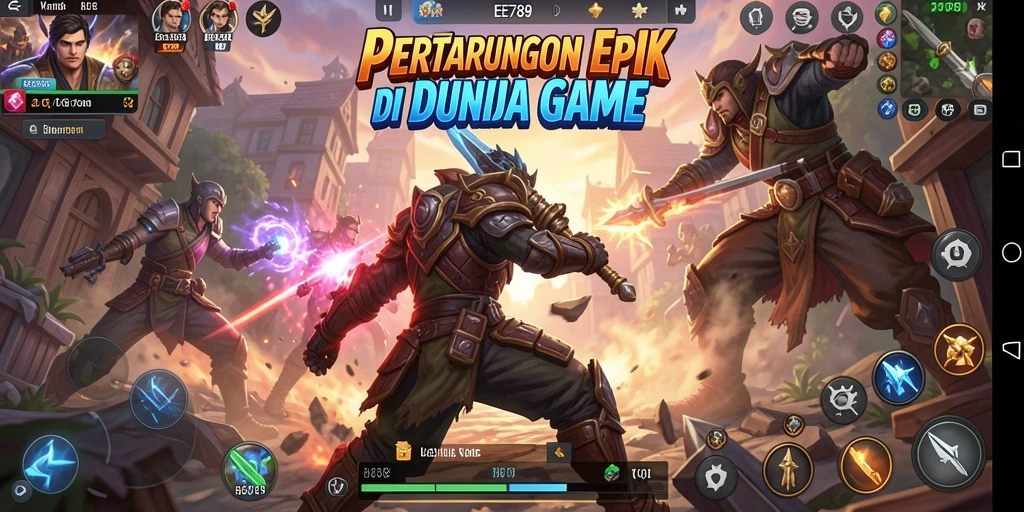 Tampilan gameplay aksi pertarungan dalam EE789 yang mendebarkan.