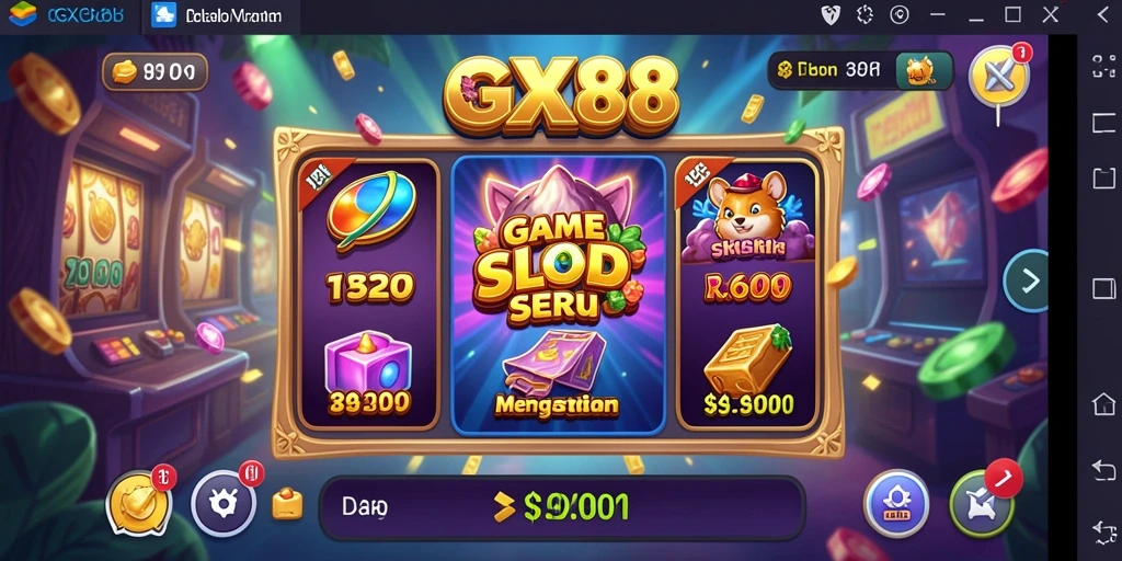 Tampilan gameplay GX88 dengan berbagai mesin slot menarik.
