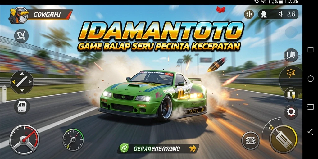 Screenshot gameplay IDAMANTOTO yang menunjukkan aksi balap seru.