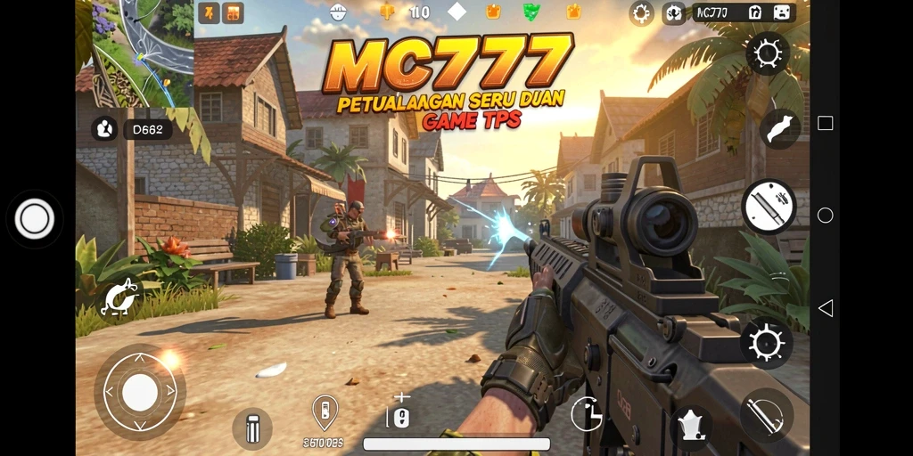 Screenshot gameplay seru dari MC777 menampilkan aksi TPS mendebarkan.