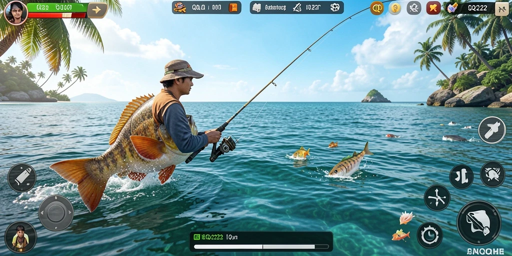 Tampilan gameplay memancing yang seru di QQ222.