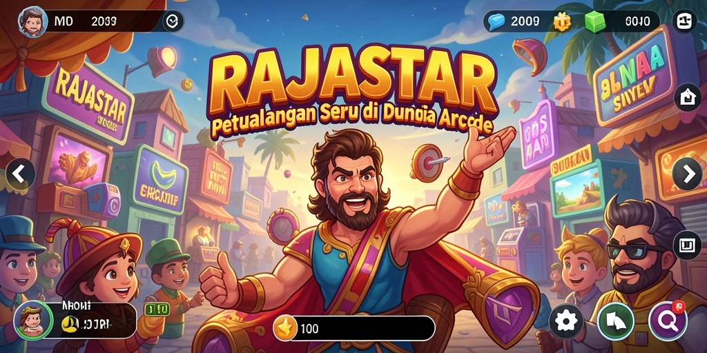 Screenshot gameplay RAJASTAR menunjukkan aksi seru di level arcade.