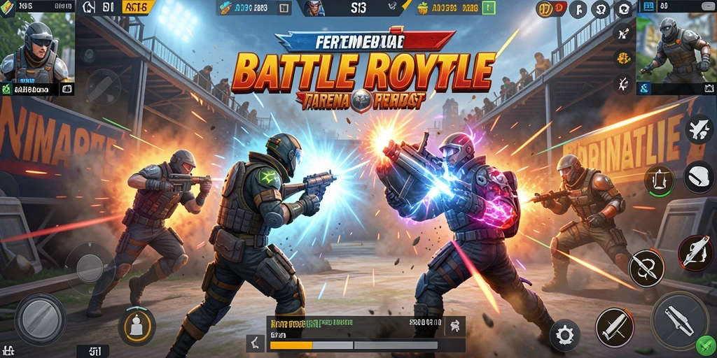 Screenshot gameplay S13 menampilkan pertempuran epik dalam arena Battle Royale.