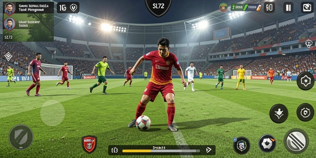 Tampilan gameplay menarik dari SL72 dalam aksi sepak bola.