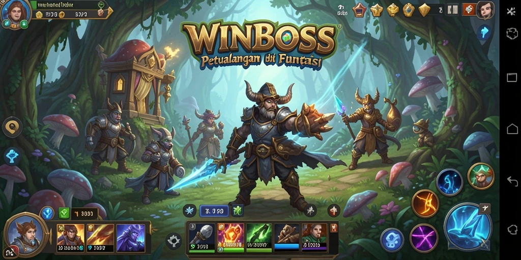 Tangkapan layar dari gameplay WINBOSS yang menampilkan karakter dalam petualangan.