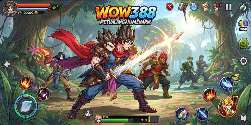 Tampilan gameplay <strong>WOW388</strong> yang penuh aksi dan karakter anime ikonik.