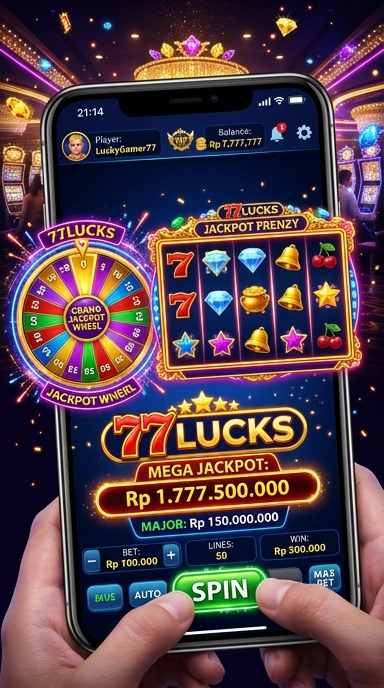 Tampilan utama aplikasi 77lucks saat membuka.