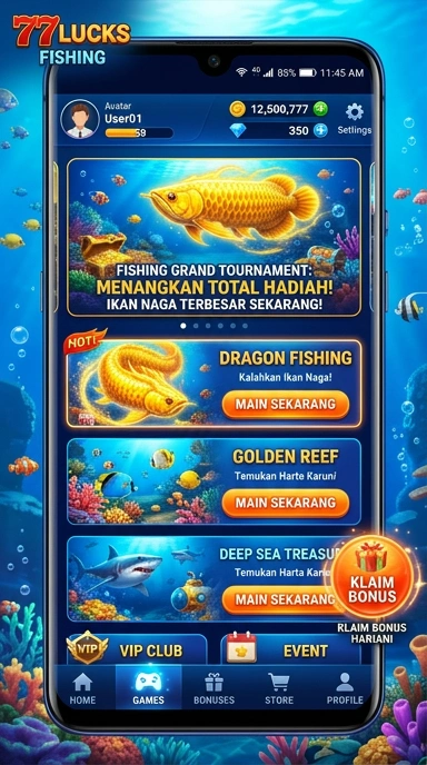 Screenshot dari halaman kategori aplikasi di 77lucks.